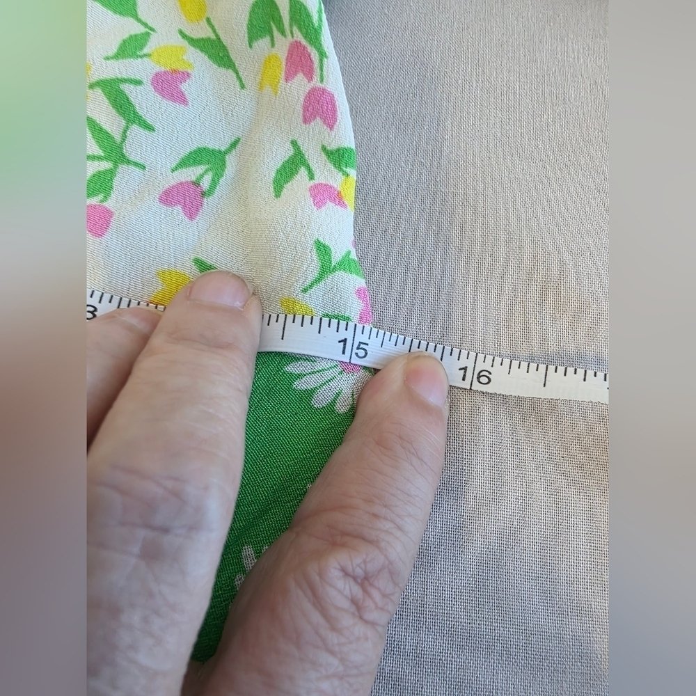 RIXO Green and White Floral Puff Sleeve Dress Size 4 - Picture 4 of 7